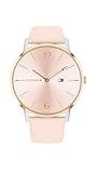 Tommy Hilfiger Damen-Analoguhr mit Quarzwerk - Rosa Lederarmband, Rosa Sonnenstrahl-Zifferblatt,...